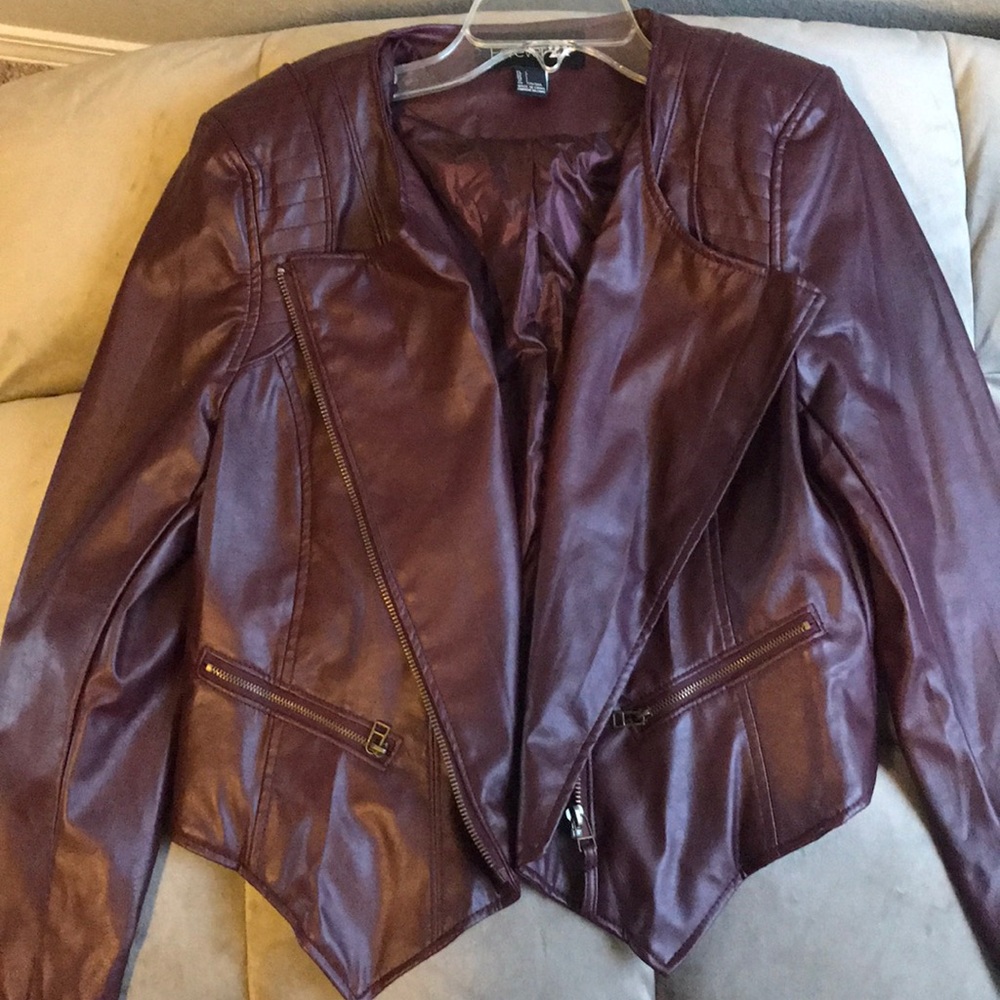 Maroon leather jacket